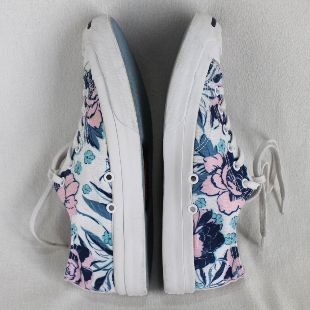 Converse Jack Purcell Womens Sz 7 White Blue Pink Floral Low Top Canvas Sneaker - Picture 7 of 10